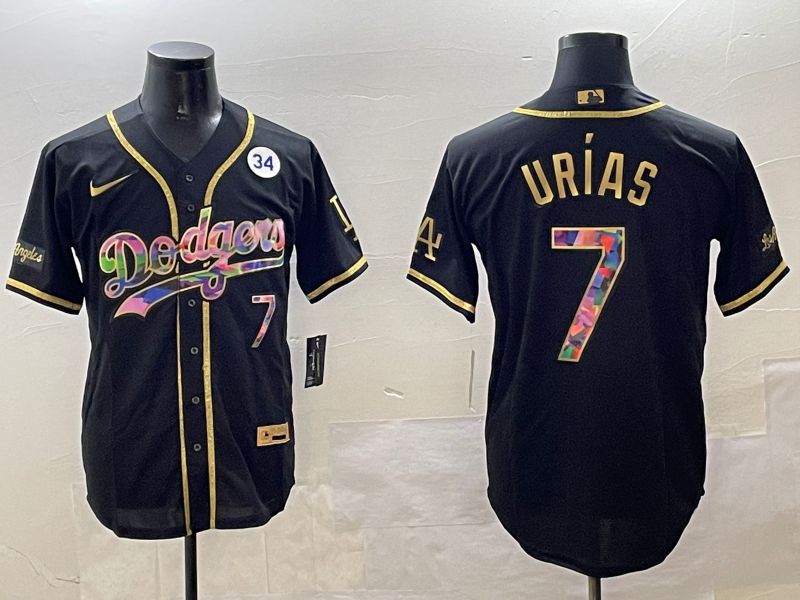 Men Los Angeles Dodgers #7 Urias Black Fashion Game 2025 Nike MLB Jersey style 03093